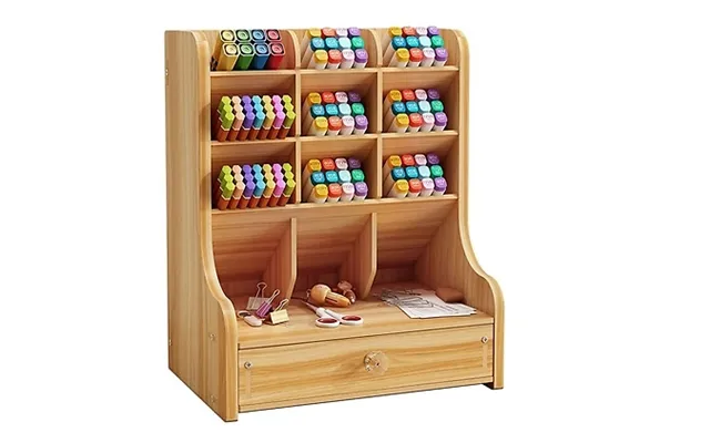Wooden Pen Organiser With Drawer - 3 Colours product image
