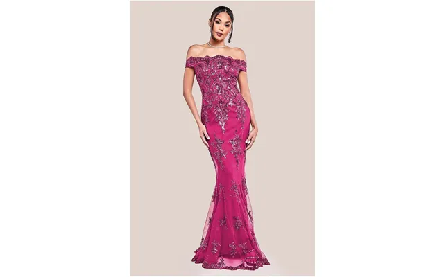 Bardot Sequin Embroidered Maxi Dress - Magenta By Goddiva