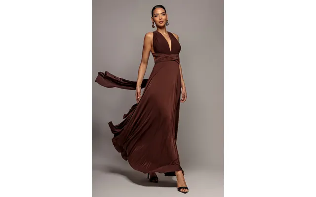 Multiway Tie-up Maxi Dress - Dark Brown By Goddiva