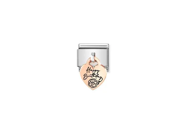 Classic Rose Gold Engraved Heart Happy Birthday Dangly Friends & Family Charms