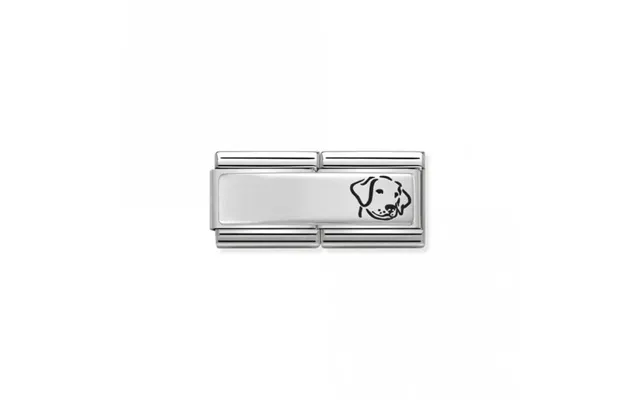 Classic Silver Engravable Double Plate Black Enamel Dog Charms