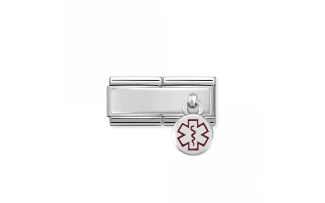 Classic Silver Engravable Double Plate Red Enamel Medical Tag Hanging Pendant Charms