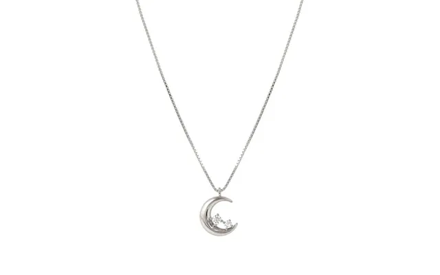Dreams Beats Moon Pendant Necklace In Silver With Cz
