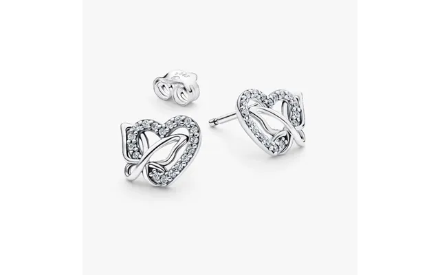 Entwined Heart & Butterfly Stud Earrings