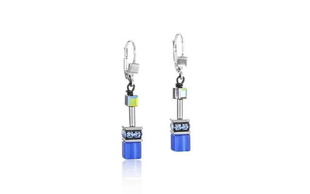 Geocube Earrings In Silver & Cobalt Blue product image
