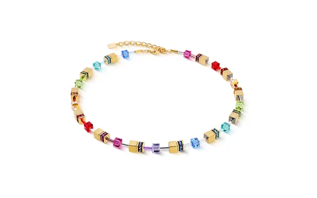 Geocube Iconic Metallic Necklace In Gold & Rainbow Multicolours