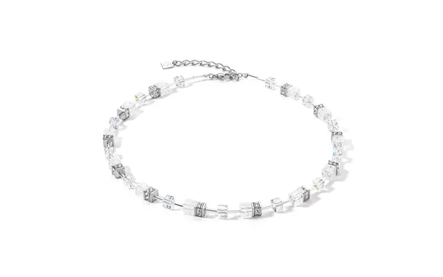 Geocube Iconic Nature Necklace In Silver & Clear White