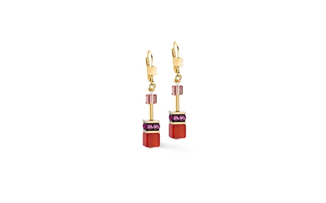 Geocube Iconic Precious Earrings In Gold & Festive Red