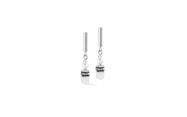 Geocube Mini Fusion Pearls Earrings In Silver & White product image