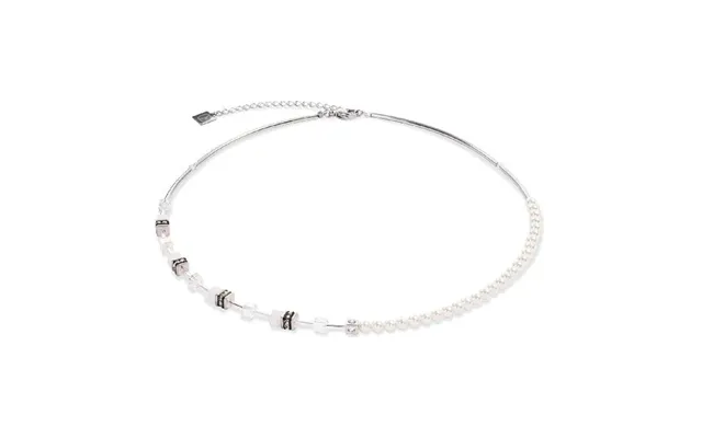 Geocube Mini Fusion Pearls Necklace In Silver & White product image