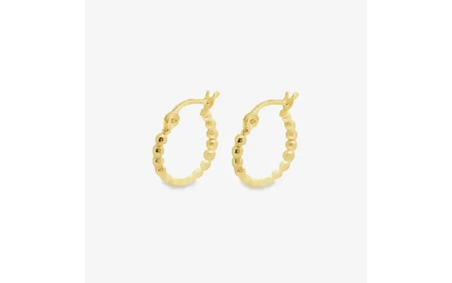 Gold Beaded Hoop Earrings - 15mm Small