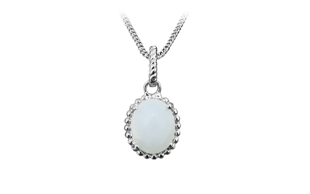 Grace Silver & White Chalcedony Oval Pendant Necklace