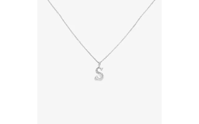 Letter S Silver & Cz Initial Pendant Necklace - 40-45cm