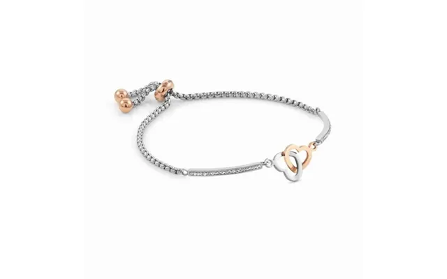 Milleluci Interlocking Hearts Bracelet In Silver With Cz Pave And Rose Gold