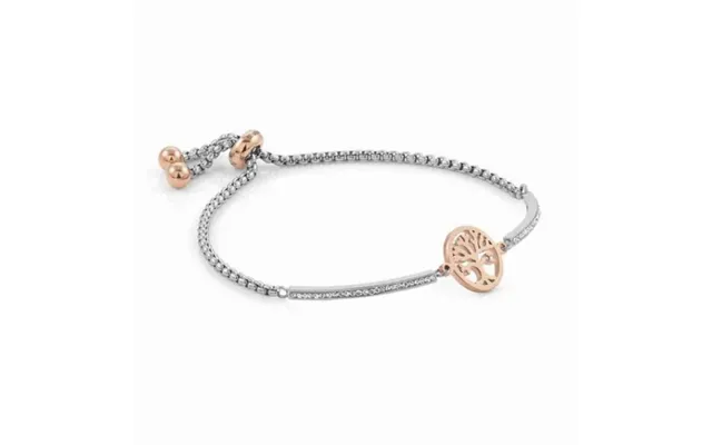 Milleluci Tree Of Life Bracelet In Silver With Cz And Rose Gold