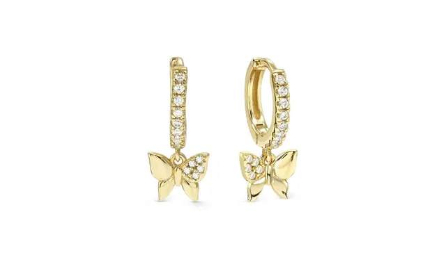Petit Sparkle 18kt Gold Butterfly Drop Earrings With Cz