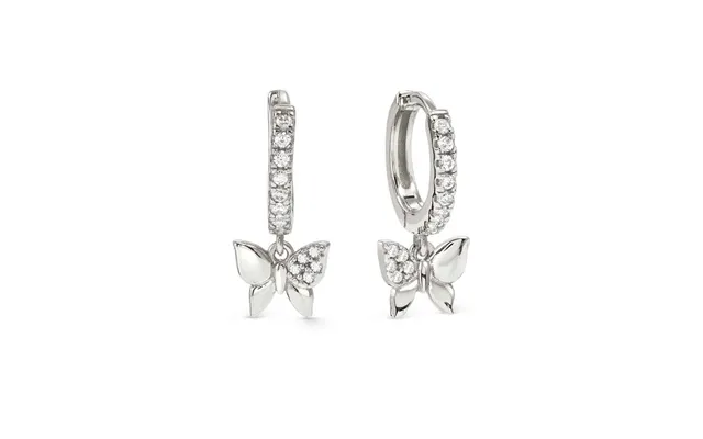 Petit Sparkle Silver Butterfly Drop Earrings With Cz