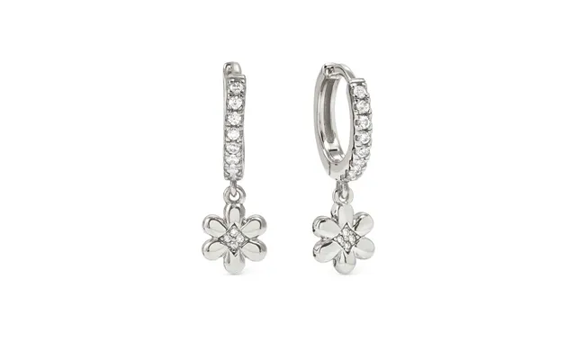 Petit Sparkle Silver Flower Drop Earrings With Cz