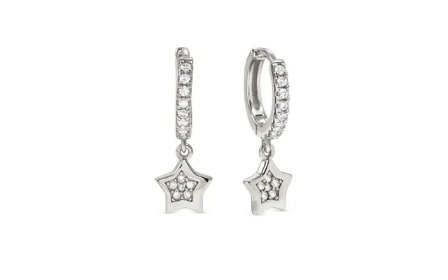 Petit Sparkle Silver Star Drop Earrings With Cz