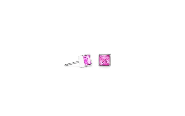 Rose Crystal And Silver Square Stud Earrings