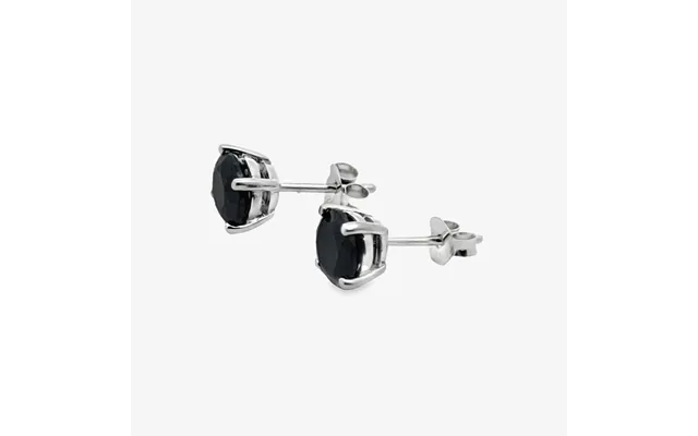 Silver 4-claw Black Stone 3mm Stud Earrings