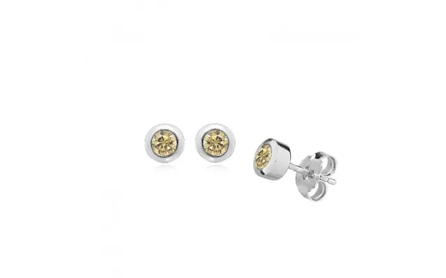 Silver And Champagne Cz November Birthstone Stud Earrings