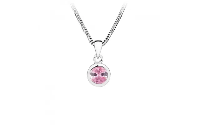 Silver And Pink Cz October Birthstone Pendant Necklace