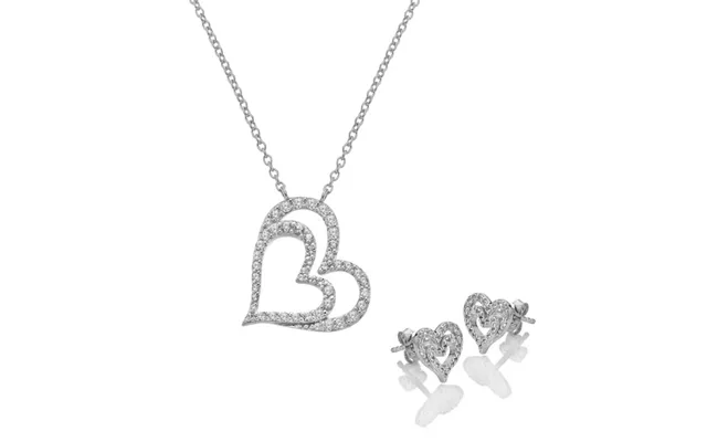Silver Shimmer Heart Necklace & Earrings Gift Set