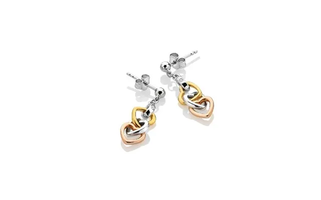 Silver Trio Triple Heart Earrings With Gold