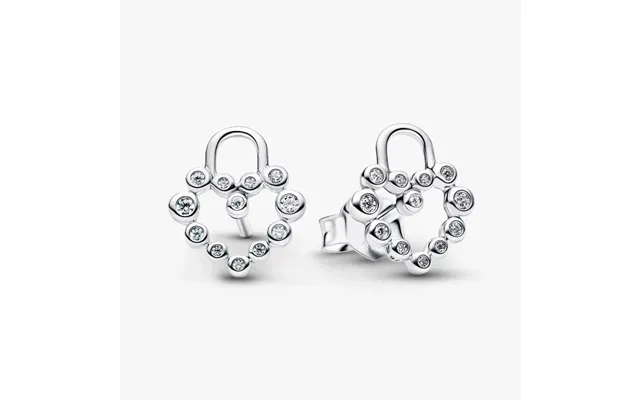 Sparkling Heart Padlock Stud Earrings
