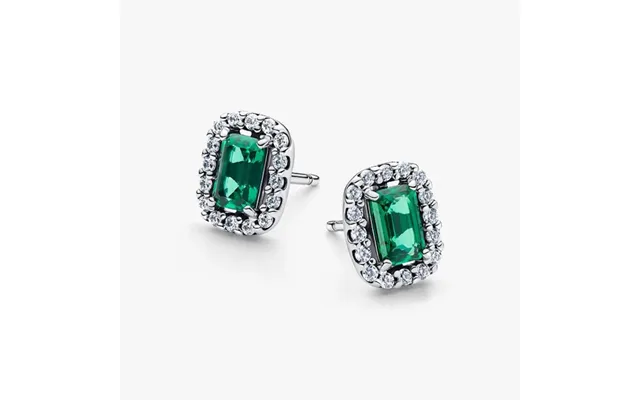Sparkling Rectangular Green Stud Earrings