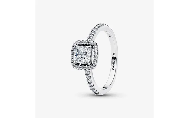 Sparkling Square Halo Ring - Size 52