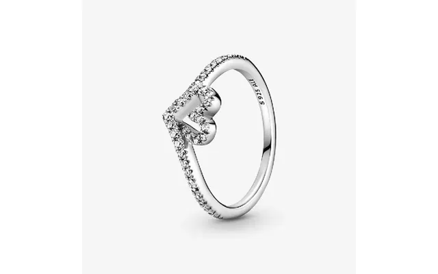 Sparkling Wishbone Heart Ring - Size 58 product image