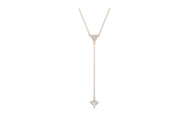 Stilla Y Necklace With Triangle-cut White Crystal In Rose Gold