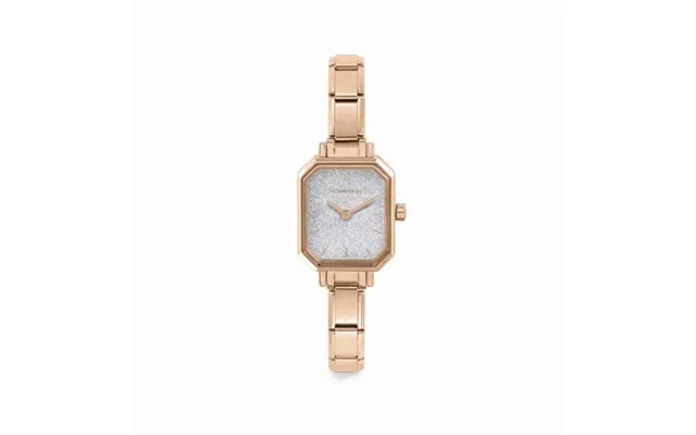 Time Paris Rectangle Silver Glitter & Rose Gold Bracelet Watch