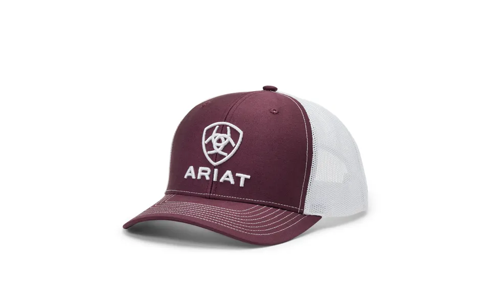 Ariat Men's Stacked Logo Cap - Burgundy White One Size