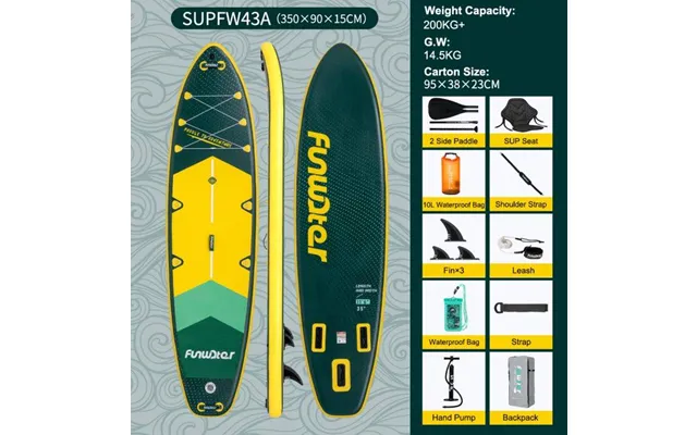 Eu Direct Funwater 350*90*15cm Cruise Inflatable Stand Up Paddle Board Ultra-light Surf Sup Board Non-slip Water Sport P