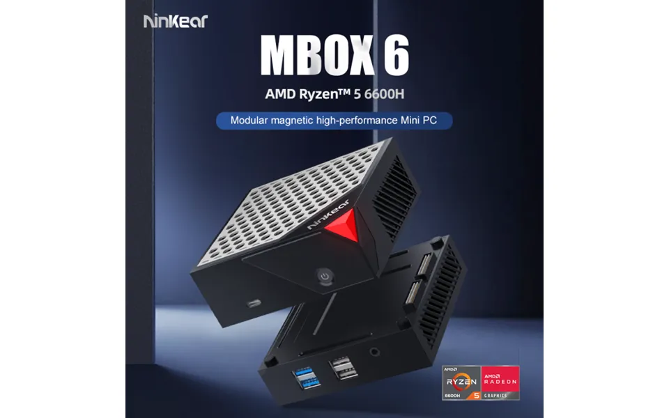 Ninkear Mini Pc Mbox 6 Modular Magnetic Amd Ryzen 5 6600h 16gb Ddr5 512 Gb Pcie Wifi 6 Lan Bluetooth 5