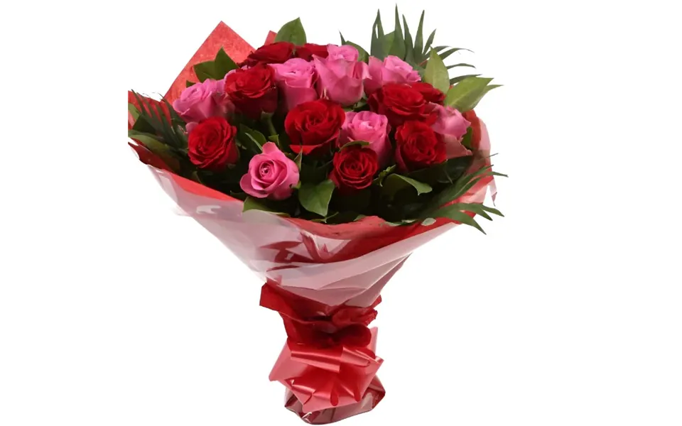 12 Red Pink Blush Rose Bouquet