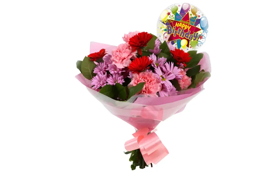 Birthday Balloon & Pink Mystique Bouquet