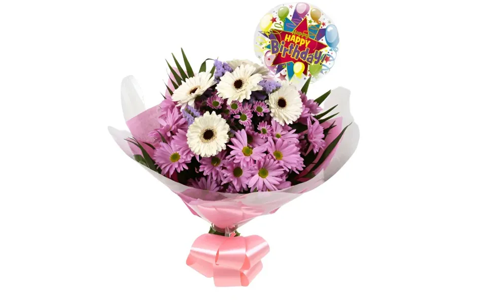 Birthday Balloon & Pink Santini Bouquet