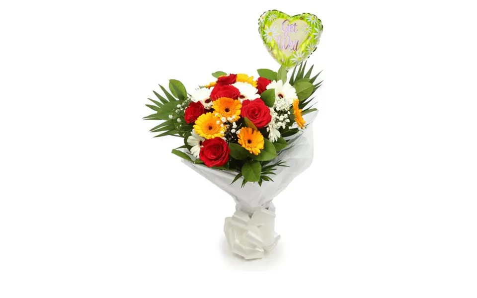 Get Well Balloon & Celebration Bouquet