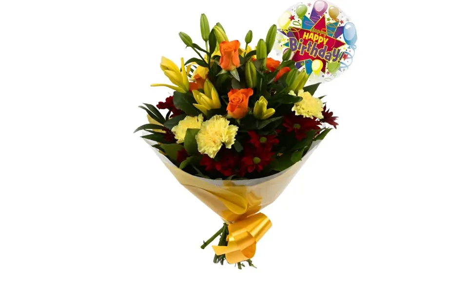 Happy Birthday Balloon & Redsunshine Bouquet