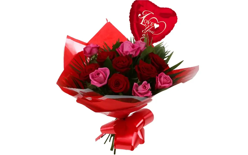 Love You Balloon & Blush Roses Bouquet