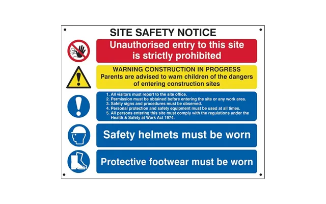 Site Safety Notice Sign 800 X 600mm