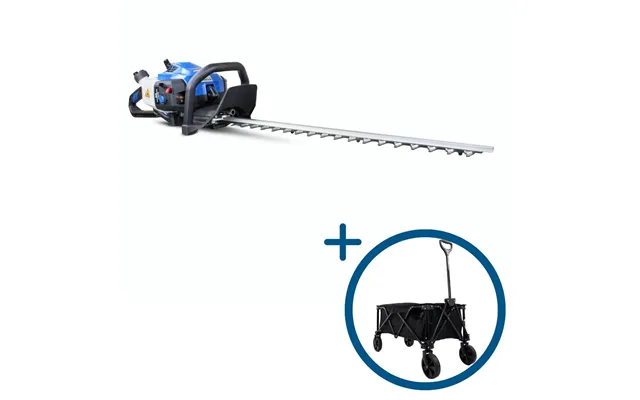 Hyundai 26cc 600mm Petrol Hedge Trimmer Cutter - Easy-start & Lightweight 2-stroke & Folding Trolley On Wheels