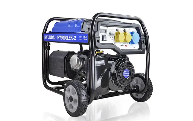 Hyundai 7kw 8.75kva* Petrol Open Frame Site Generator With Electric Start & Wheel Kit