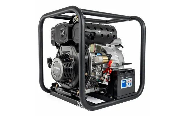Hyundai 80mm 3 Electric Start Open Frame Diesel Trash Water Pump - 25m Total Head