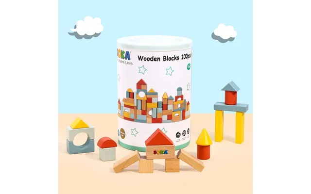 100pcs Soka Wooden Blocks In New Color High-quality Construction Toy For Creative Kids 0000463 product image
