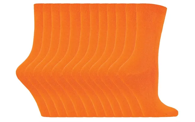 12 Pairs Ladies Plain Coloured Cotton Socks - Orange product image